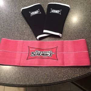 Knee sleeves and sling shot